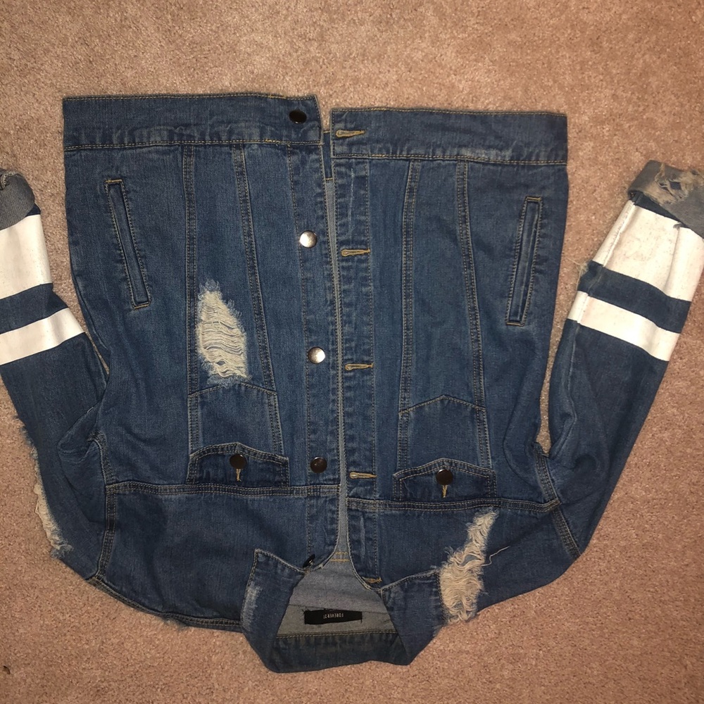 Distressed denim jacket